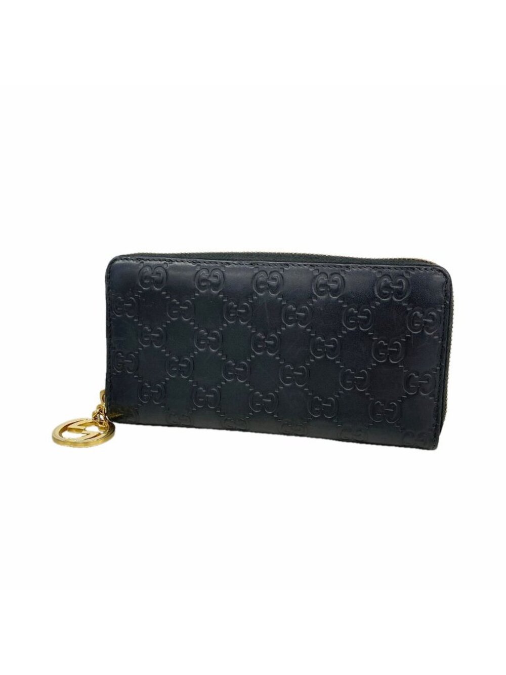 Gucci Wallet Guccissima Leather Black Gold